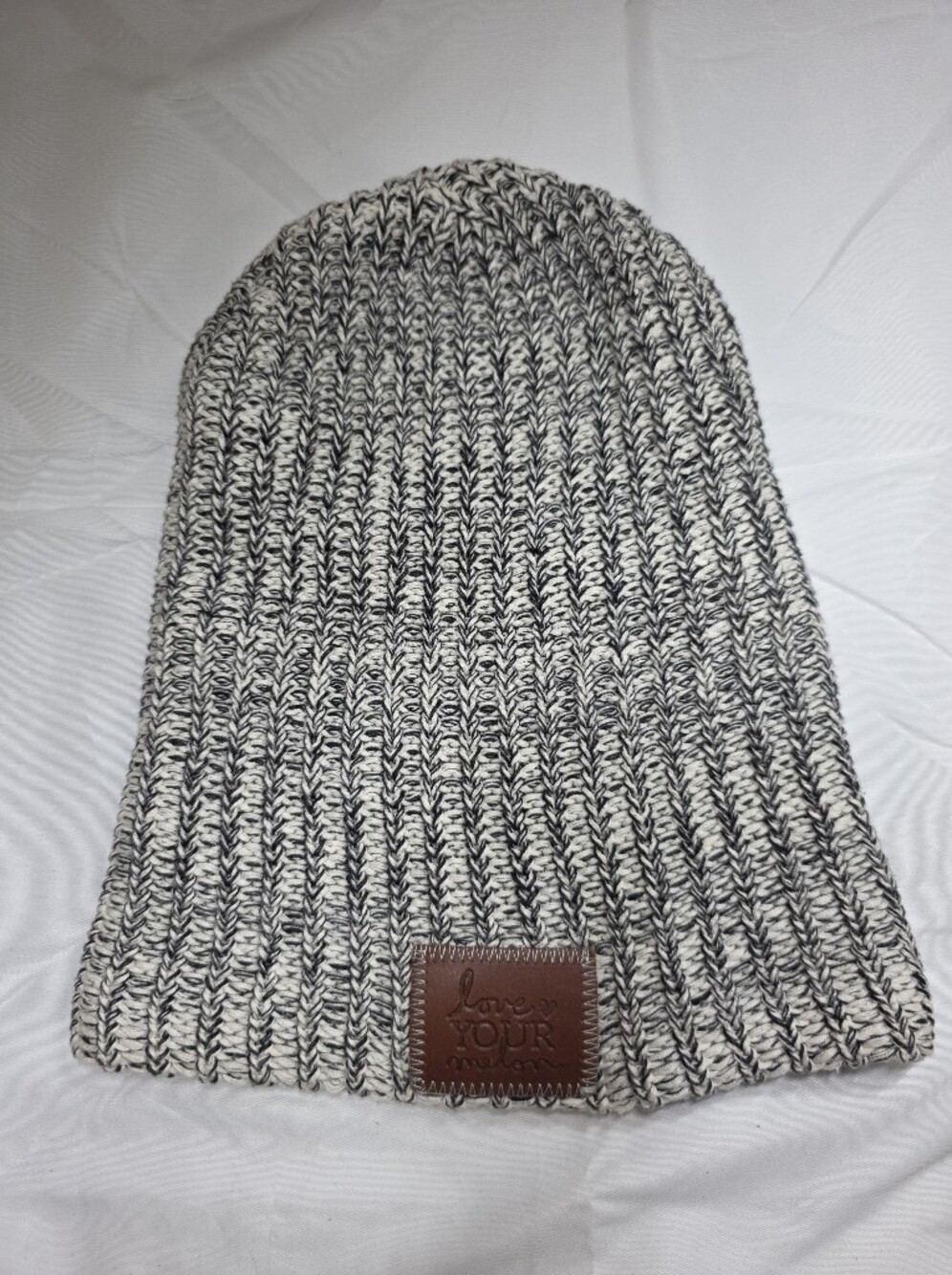Love Your Melon Marled Knit Beanie Hat in Black and White Unisex One Size